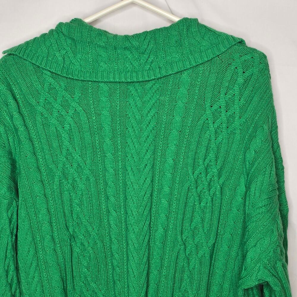 Women's J. Jill Green Meadow Cable Knit Polo Sweater Size XL Tall - Picture 8 of 8